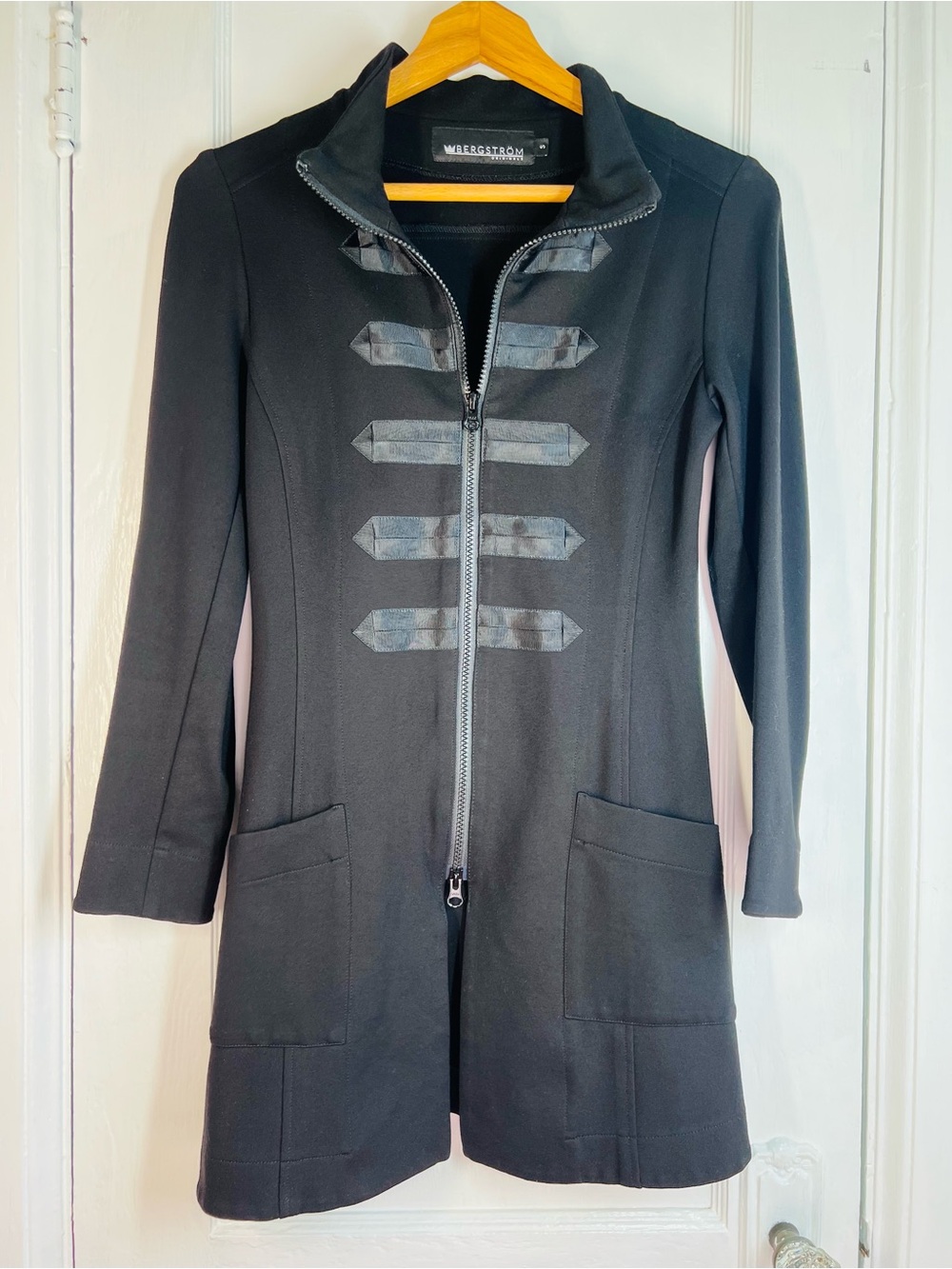 Vintage Bergstrom Originals Mid-Length Black Hussar Double Zip Blazer Jacket